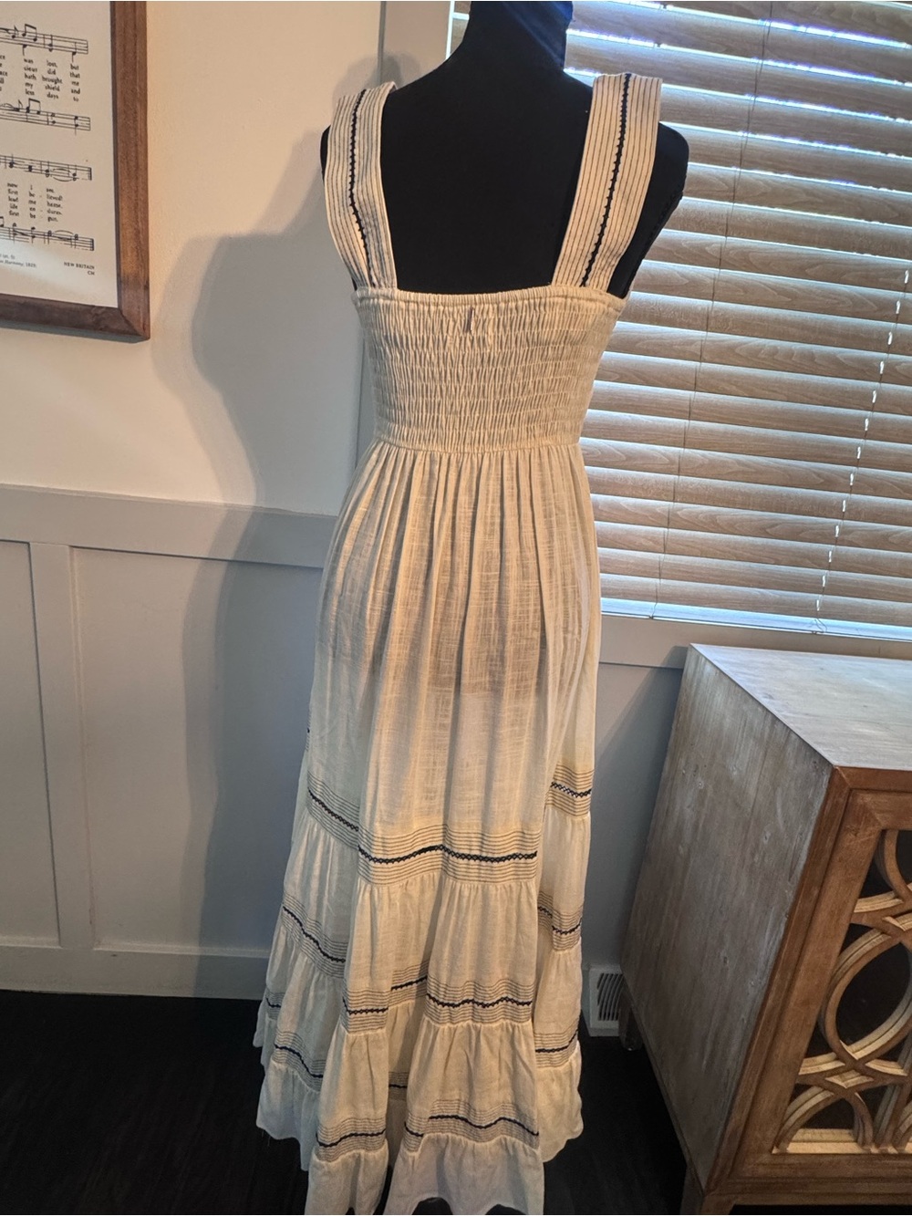Misa Los Angeles Cream Maxi Dress with Black Trim - Picture 3 of 7